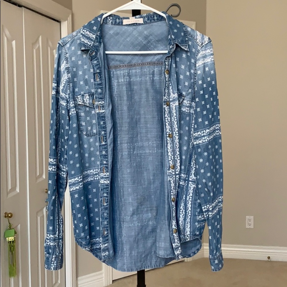 Soft jean flannel blouse